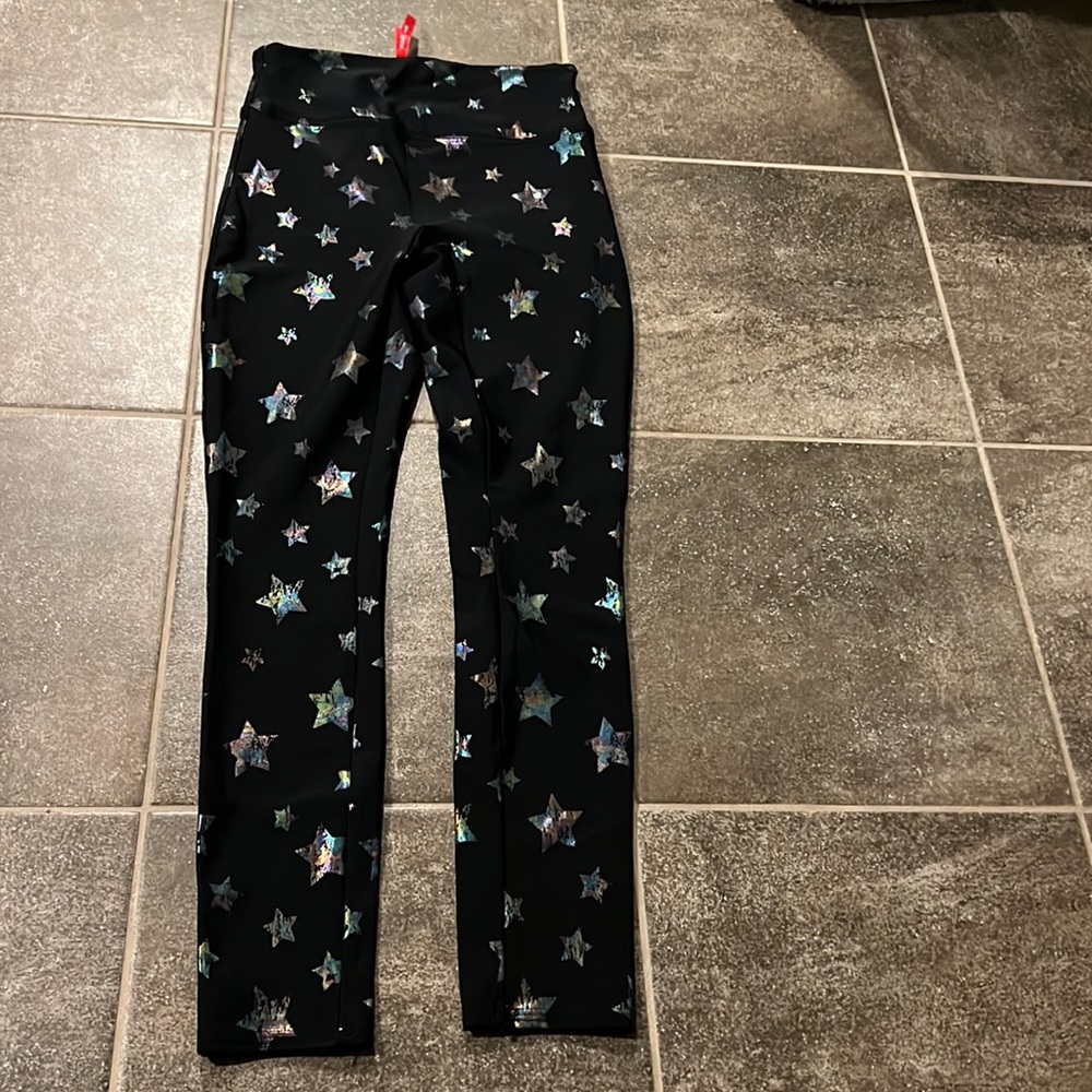 Little Girl's & Girl's Faux Leather Star Leggings Large (14) - SPANX Brand